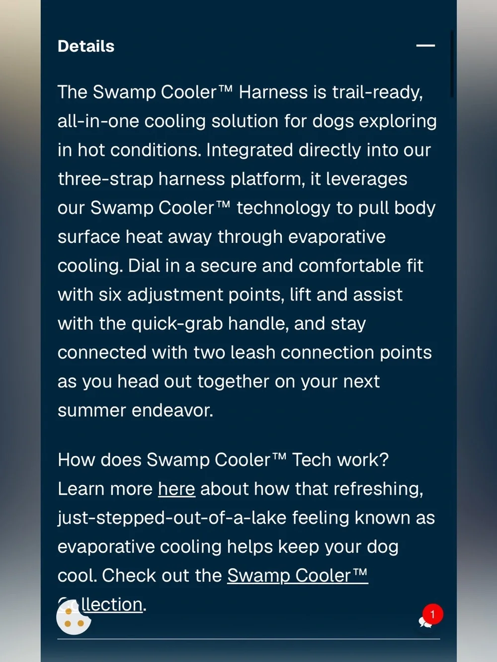 Ruffwear Swamp Cooler™ Dog Cooling Harness - medium - White and Gray